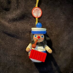 Steinbach Wooden Accordian Player Ornament - Blue and Red